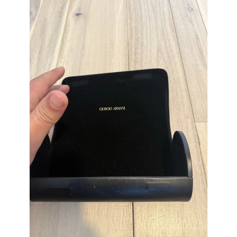 Giorgio Armani hard sunglasses case in black faux leather